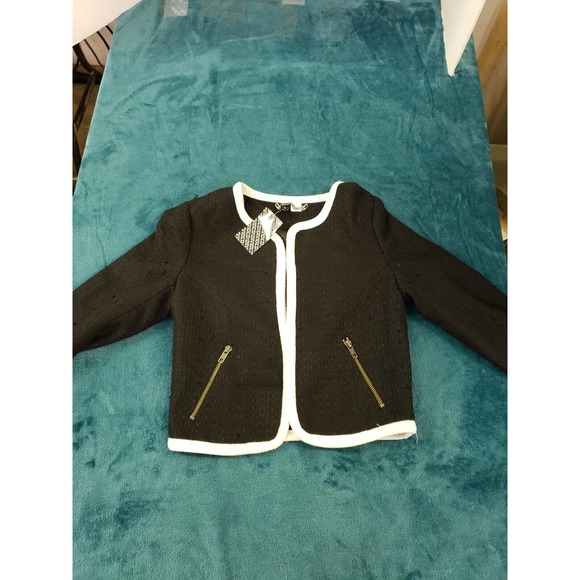 H&M Womens Black Long Sleeve Cardigan Sweater Size 2 Ladies Zipped Pockets NWT - Picture 2 of 8